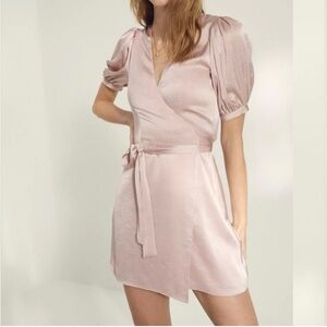 Wilfred Aritzia Lune Wrap Dress in Mauve Mousse Pink Sz Large